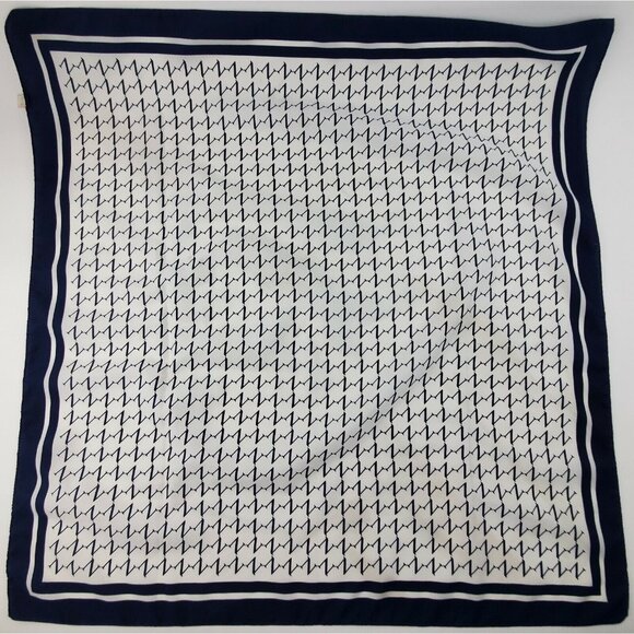 Blue White Scarf Letter N Polyester Square Morsley New York 26" Square Vintage - Picture 4 of 10